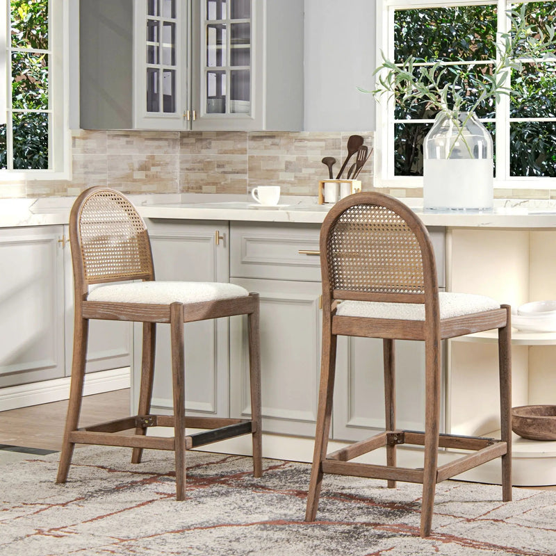 Panama - Curved Back Cane Counter Stool (Set of 2) by HouseOfZazla