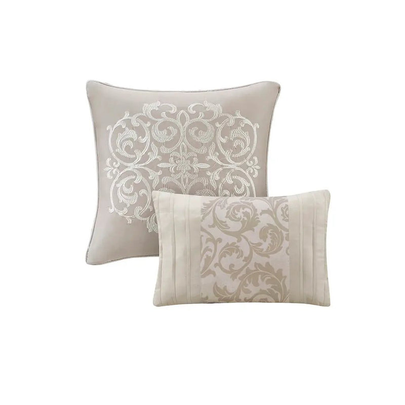 Embroidered 8 Piece Comforter Set Neutral King by HouseOfZazla