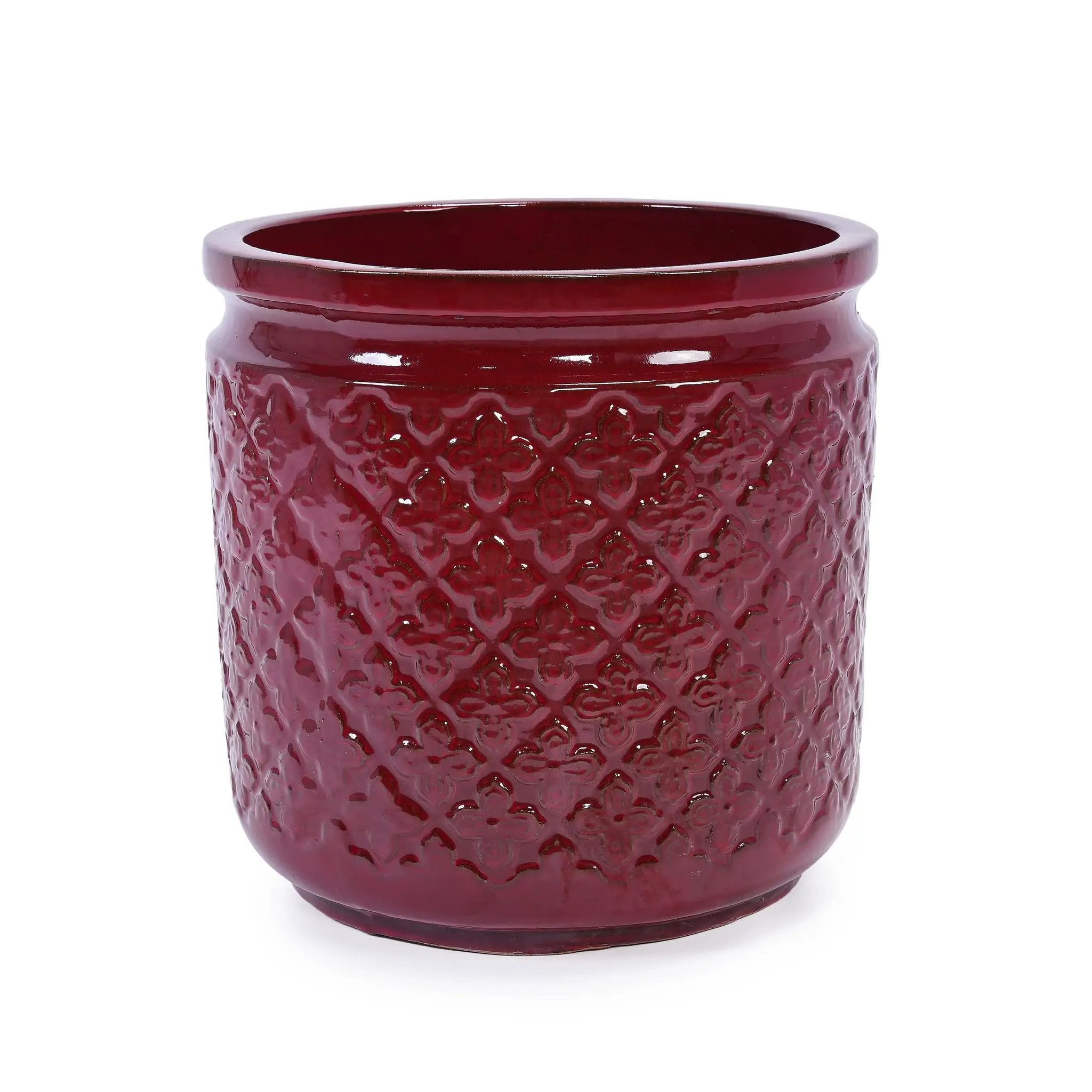 3 Pieces Ceramic Flowerpot Set, Bean Paste Red by HouseOfZazla