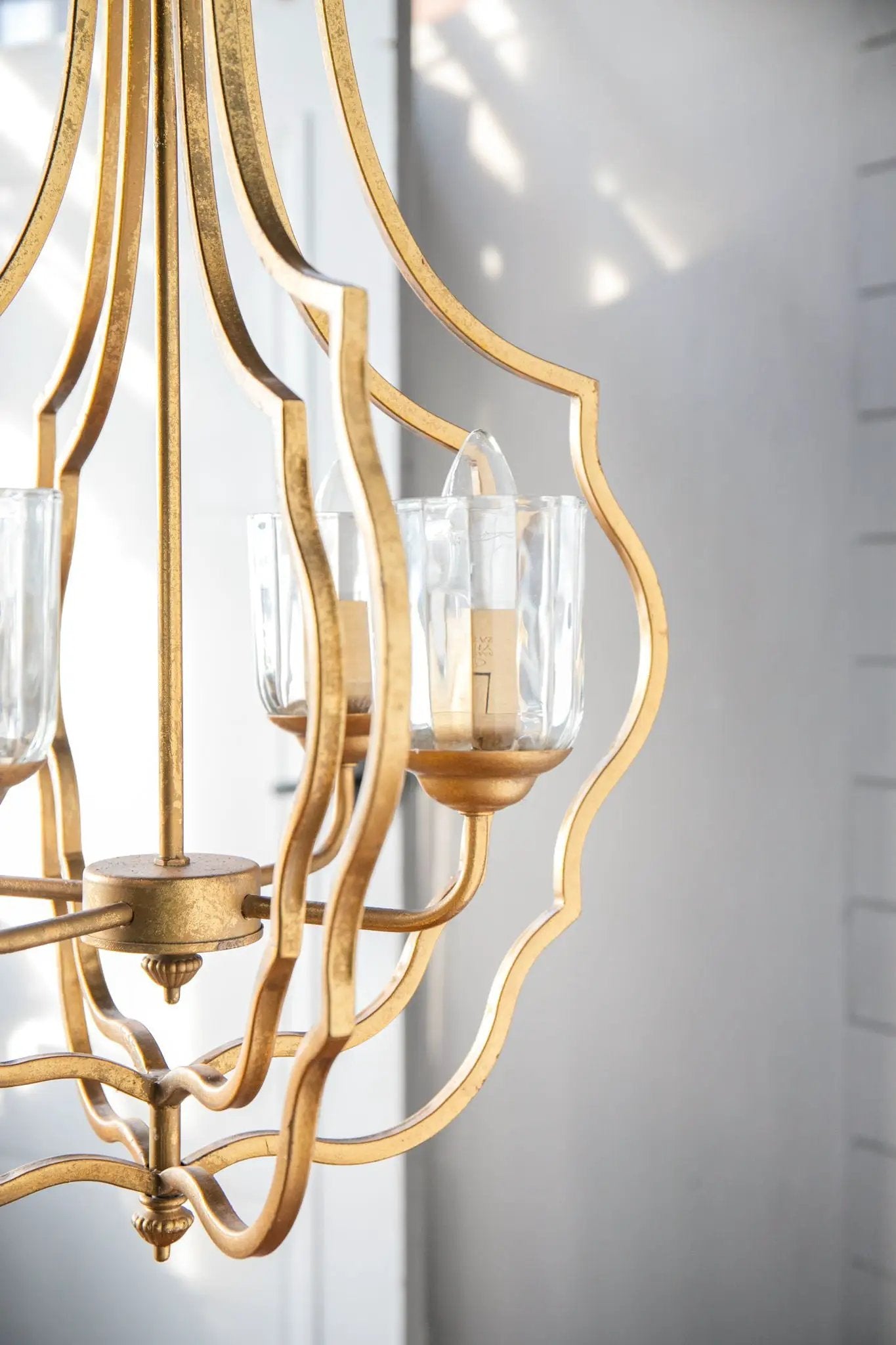 4 Light Metal Chandelier, Hanging Light Fixture With Adjustable Chain For Kitchen, Bulb Not Included - Gold by HouseOfZazla