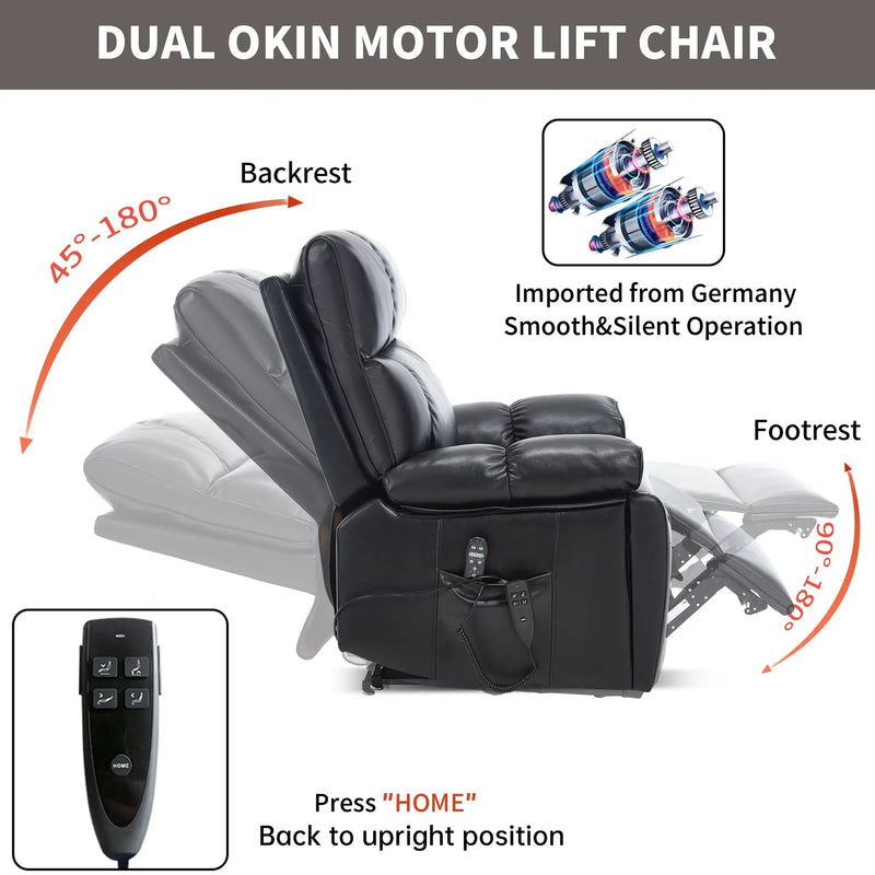 Black Leatheraire Heat Massage Recliner by HouseOfZazla