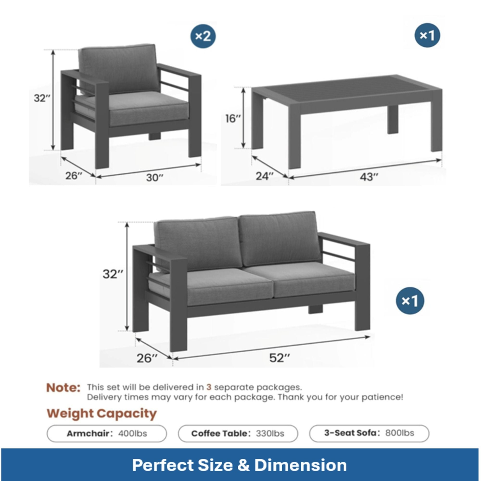 Outdoor Patio Set, All-Weather With Thick Cushions by HouseOfZazla