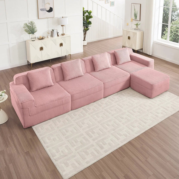Modular 4 Seat L Shape Sectional Boneless Sofa