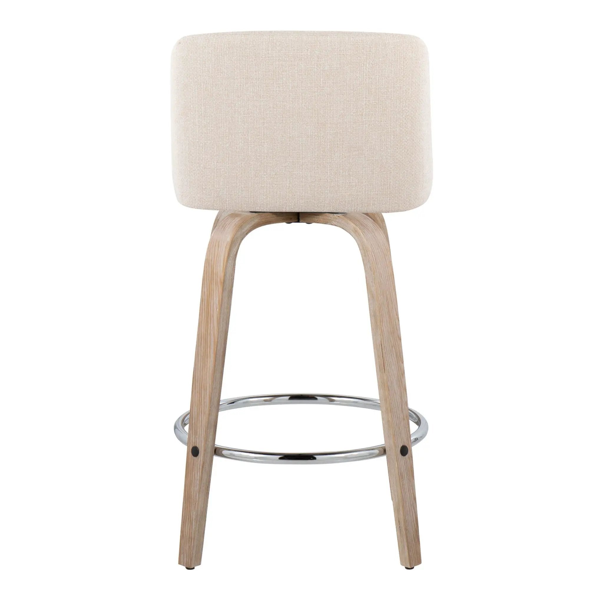 Toriano - Contemporary Fixed Height Counter Stool With Swivel & Round Footrest Modern Design (Set of 2) by HouseOfZazla