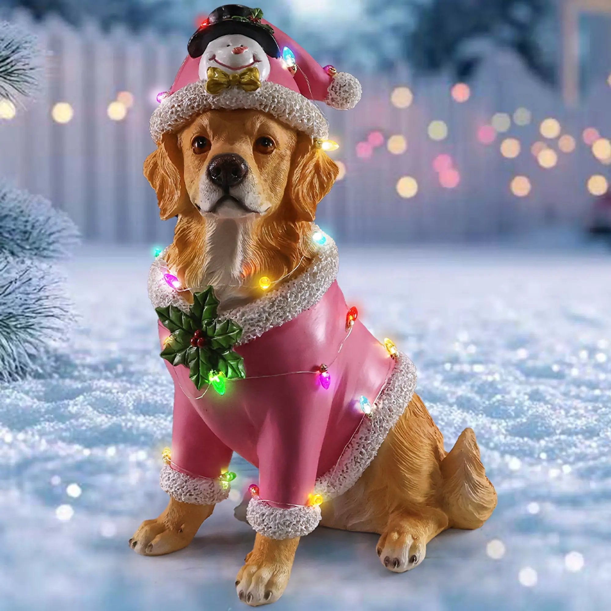 Christmas Golden Retriever Statue by HouseOfZazla