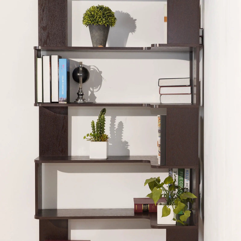 Ox Blood - Red 90Cm L-Shaped Freestanding Corner Bookshelf With Anti Tip Safety, Storage Cabinet For Living Room - Ox Blood Red by HouseOfZazla
