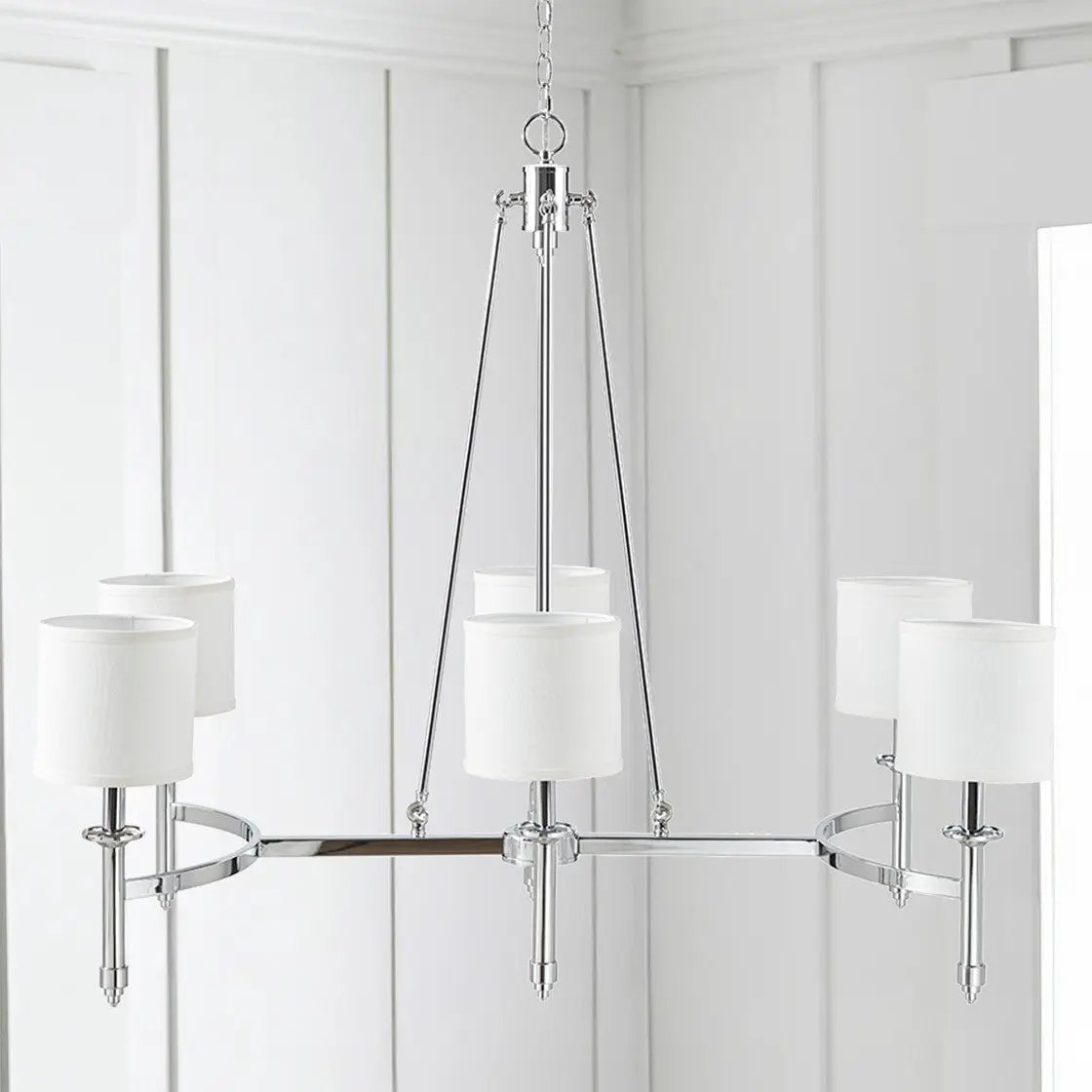 6-Light Chandelier with Fabric Drum Shades by HouseOfZazla