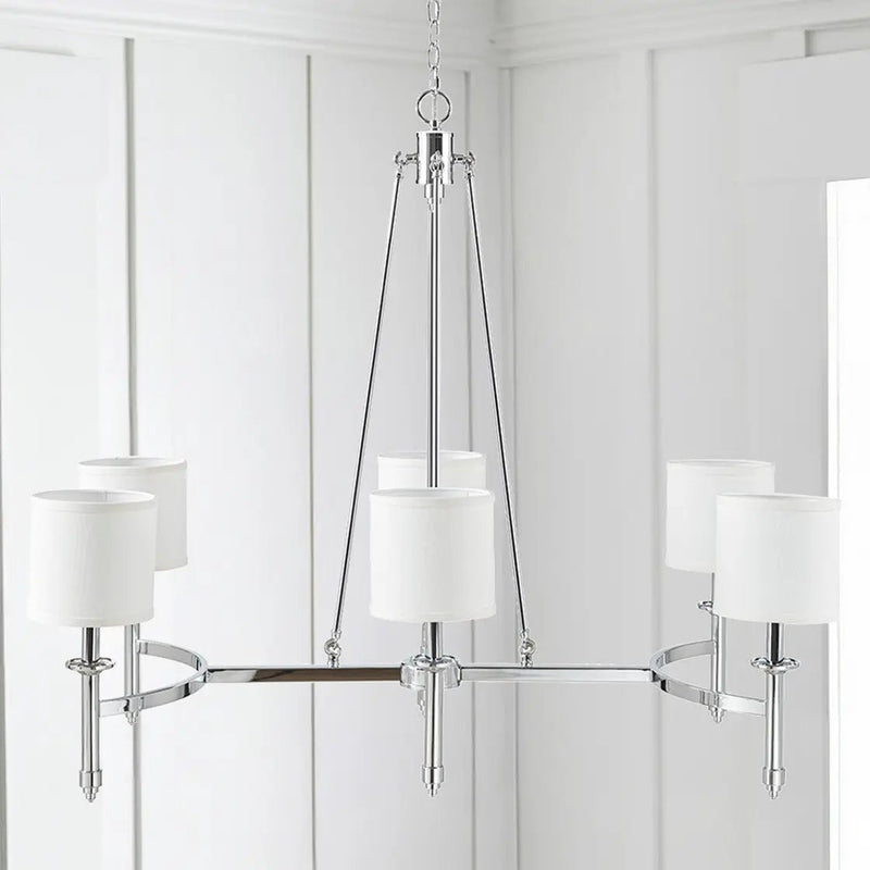 6-Light Chandelier with Fabric Drum Shades by HouseOfZazla