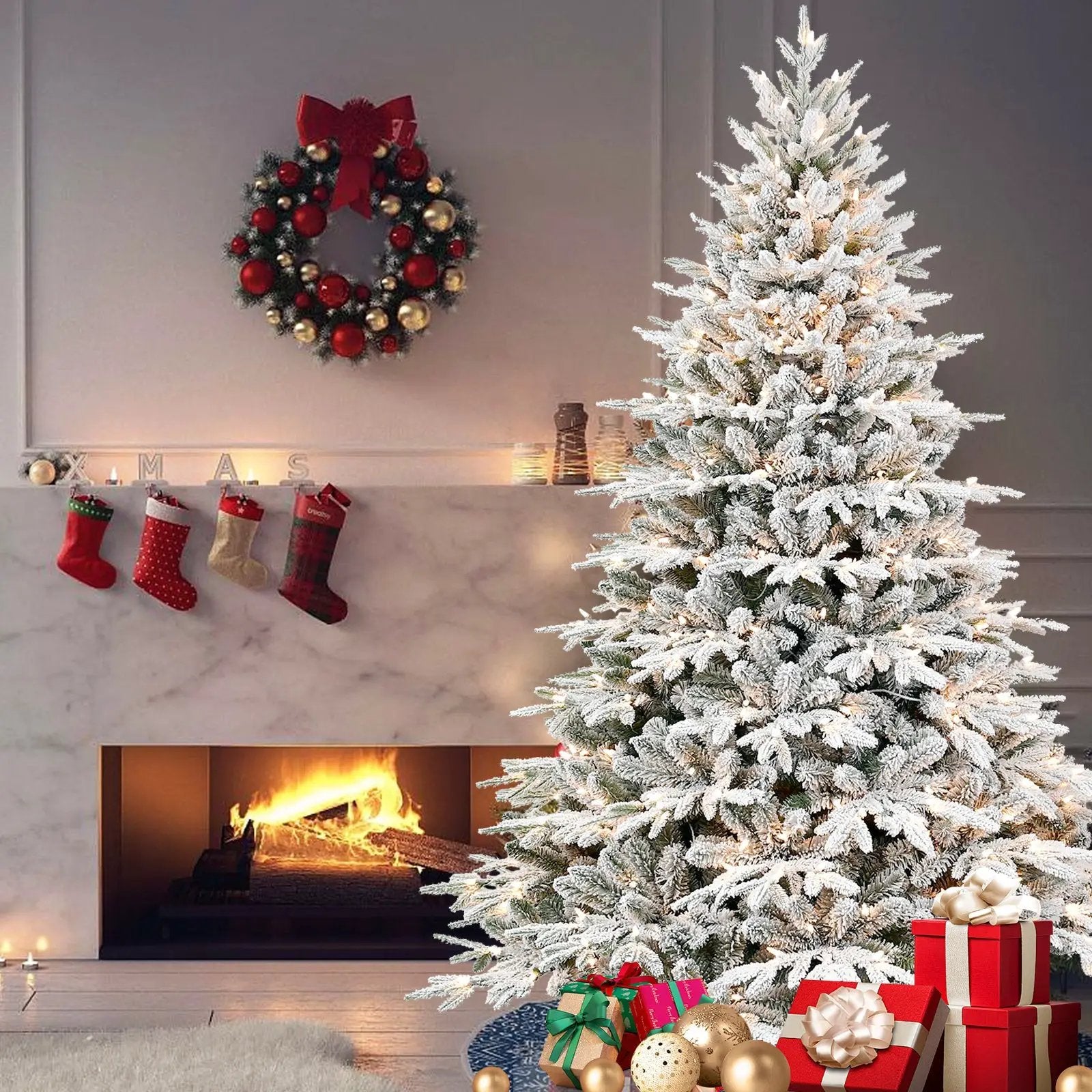 4ft Pre-Lit Flocked Artificial Christmas Tree by HouseOfZazla