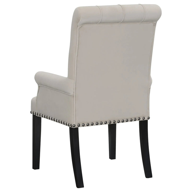 Alana Velvet Upholstered Dining Arm Chair Sand by Unique Piece Furniture