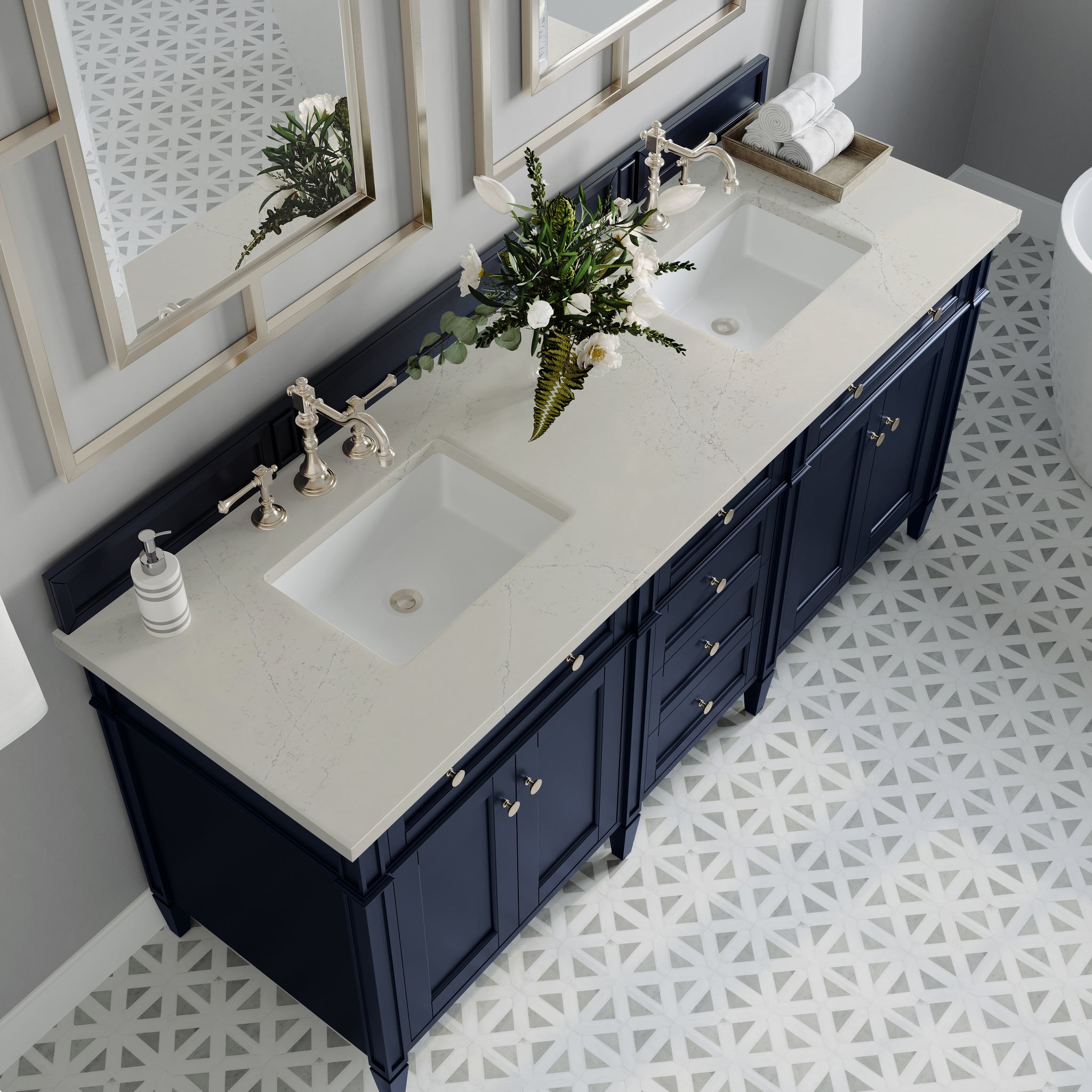 James Martin Brittany 72" Double Bathroom Vanity, Victory Blue, view 35
