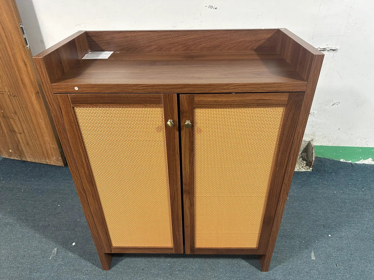 42.5" Tall Rattan Shoe Cabinet with Doors by HouseOfZazla