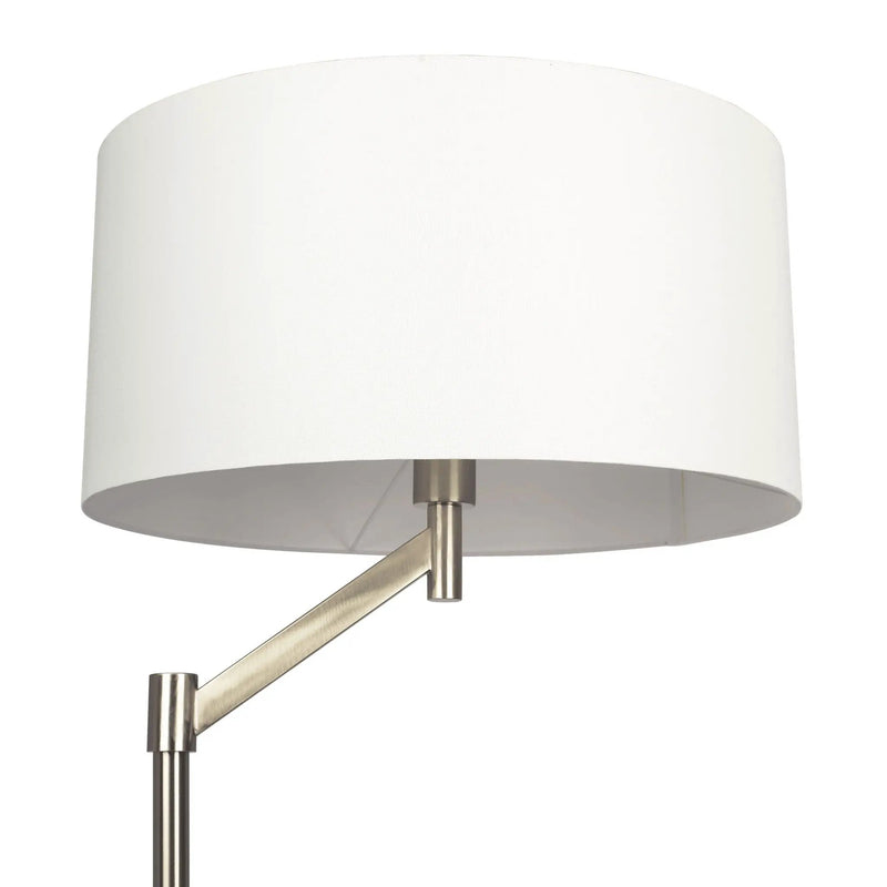 Serene - Floor Lamp With Rotary Switch Base Linen Shade - Brushed Nickel / White by HouseOfZazla