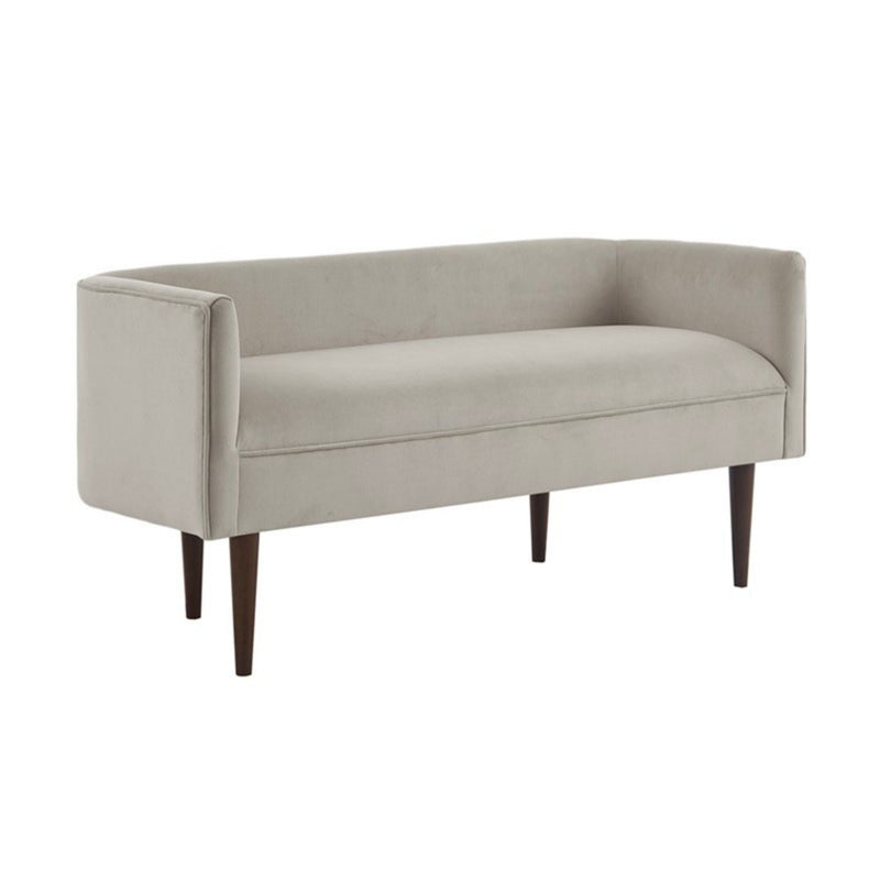Cream Accent Bench with Low Back & Sides – Upholstered, Solid Wood Legs, photo 4 of 7