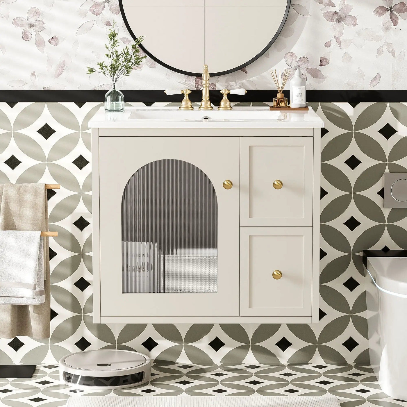 Wall-Mounted Bathroom Vanity Set With Sink, 2 Drawers And Soft-Close Door by HouseOfZazla