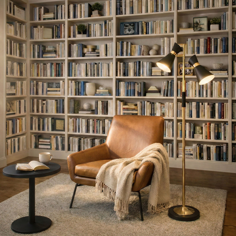 Axis - Floor Lamp With 4 Way Switch Double Spots With Base - Black / Gold, photo 6 of 8