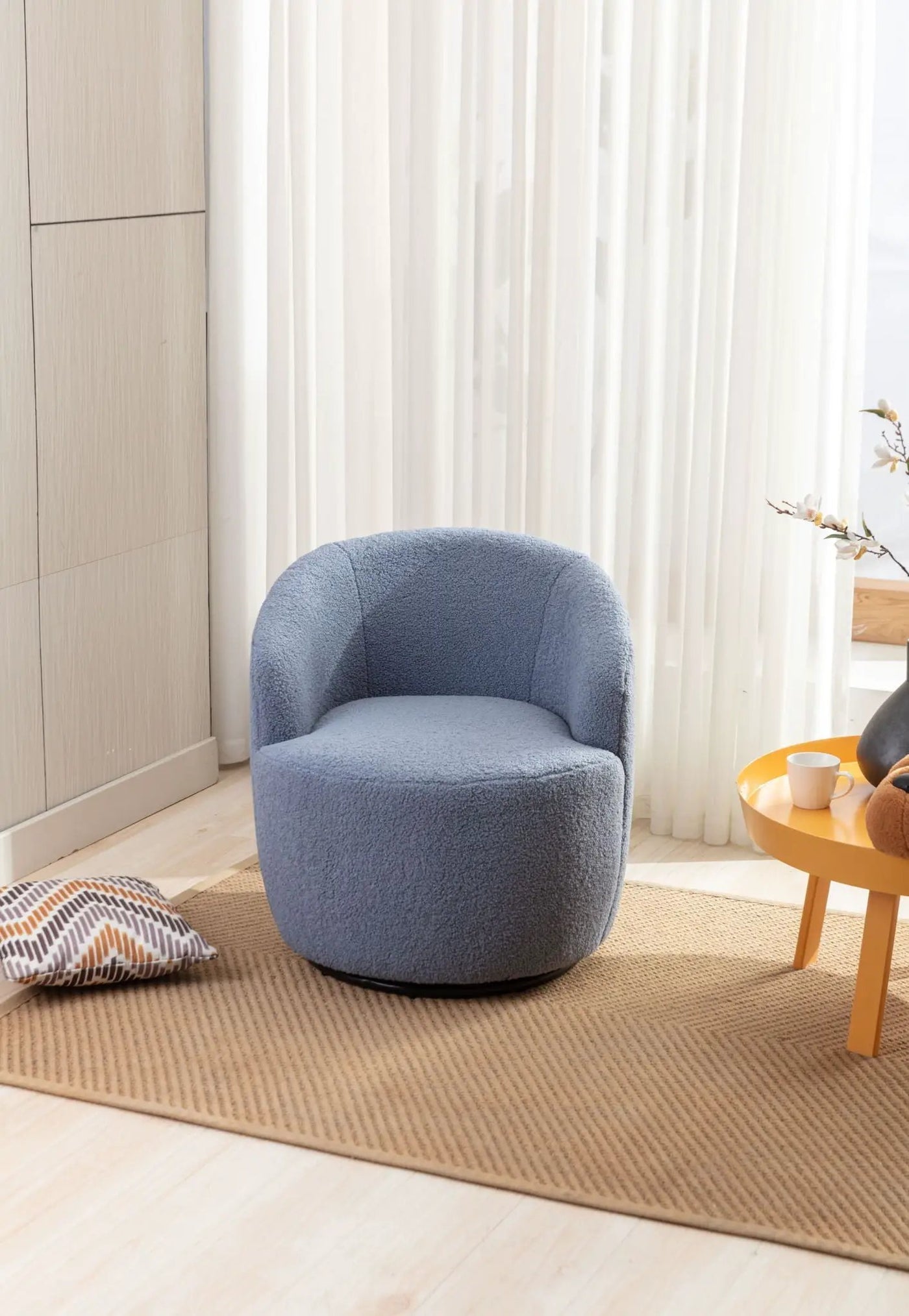 Teddy Fabric Swivel Accent Armchair Barrel Chair by HouseOfZazla