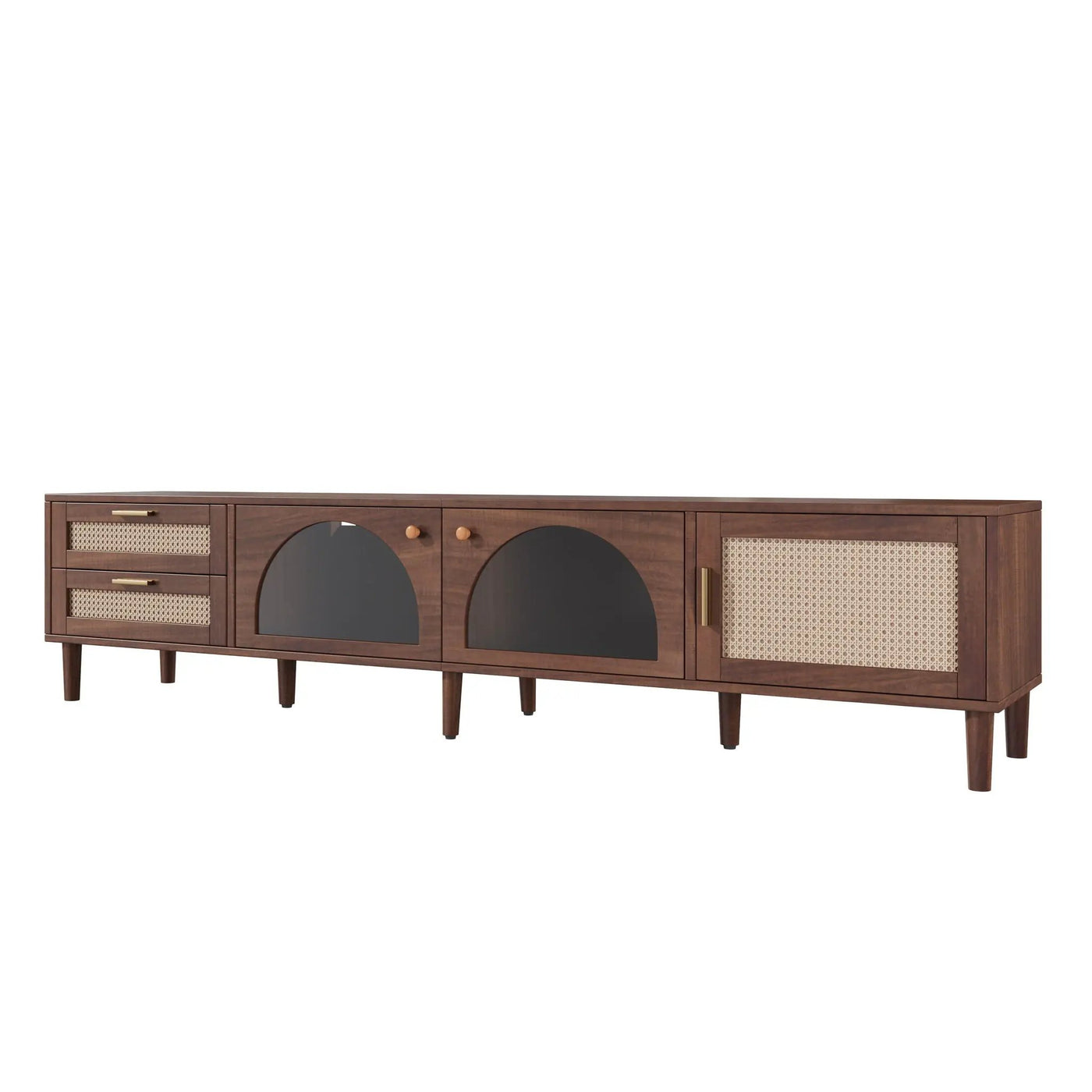 TV Stand With App-Controlled LED Lights, 2 Drawers & Door Storage by HouseOfZazla