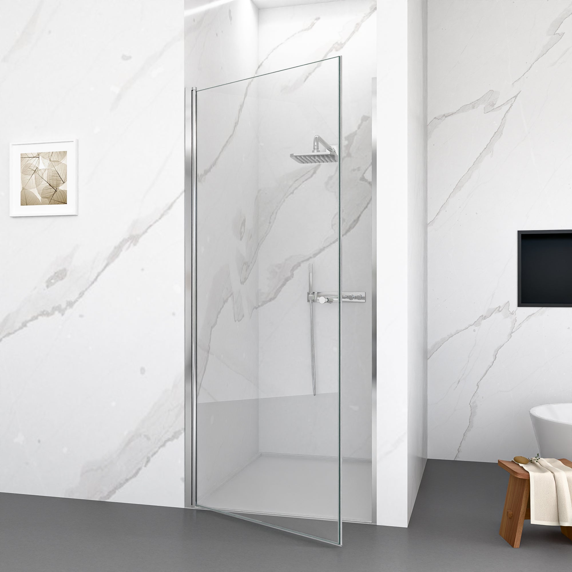 34"W x 72"H Frameless Circular Pivot Shower Door by HouseOfZazla