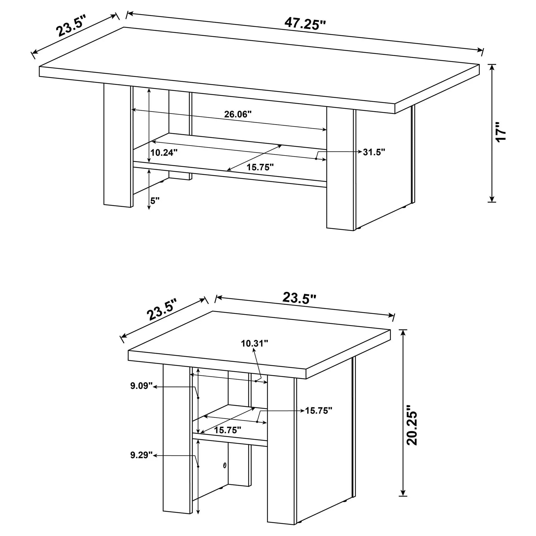Rodez 3-piece Engineered Wood Coffee Table Set Black by Unique Piece Furniture