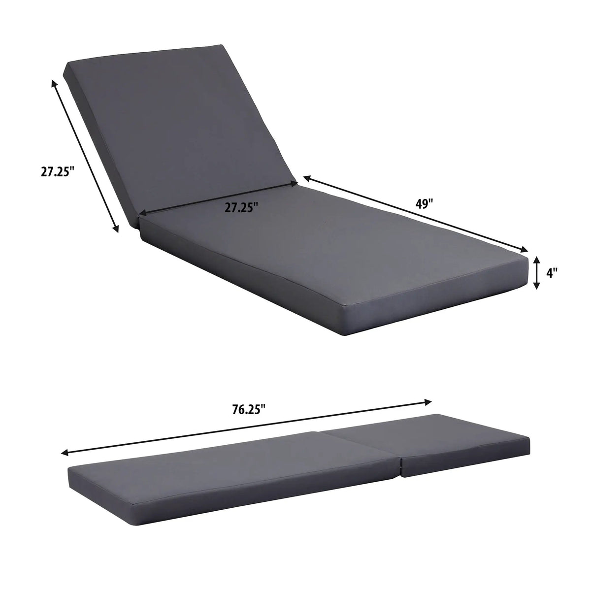 White Acacia Solid Wood Outdoor Chaise Lounge with Dark Grey Cushion by HouseOfZazla
