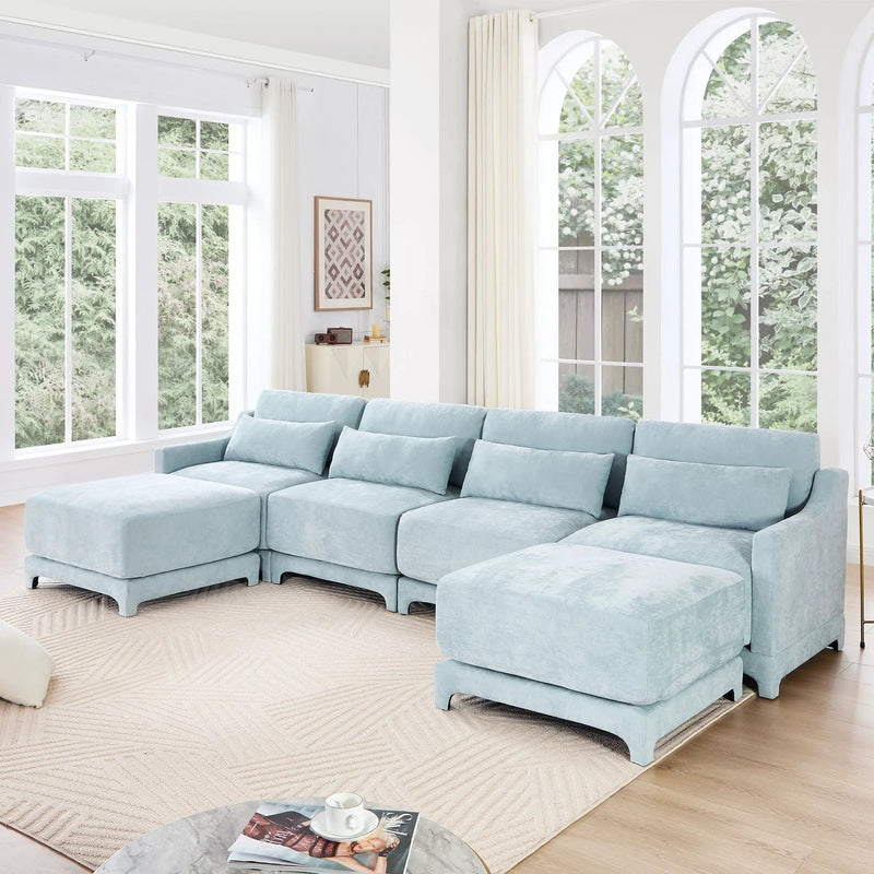 Stylish Sofa With Ottoman And Lumbar Pillows, Ergonomic Design by Unique Piece Furniture