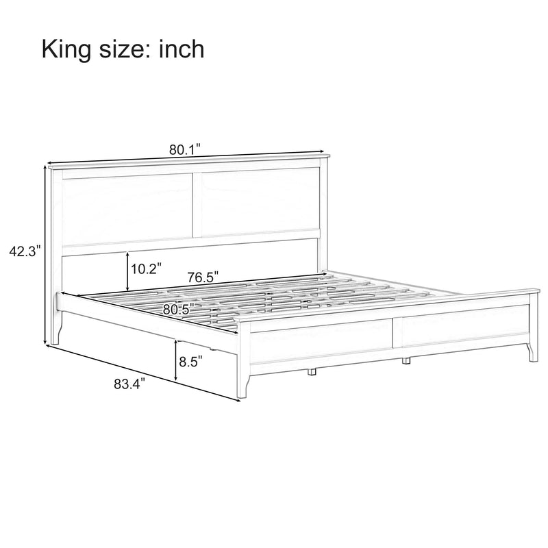 Modern Solid Wood King Size Platform Bed with Sturdy Wooden Slats Support by HouseOfZazla