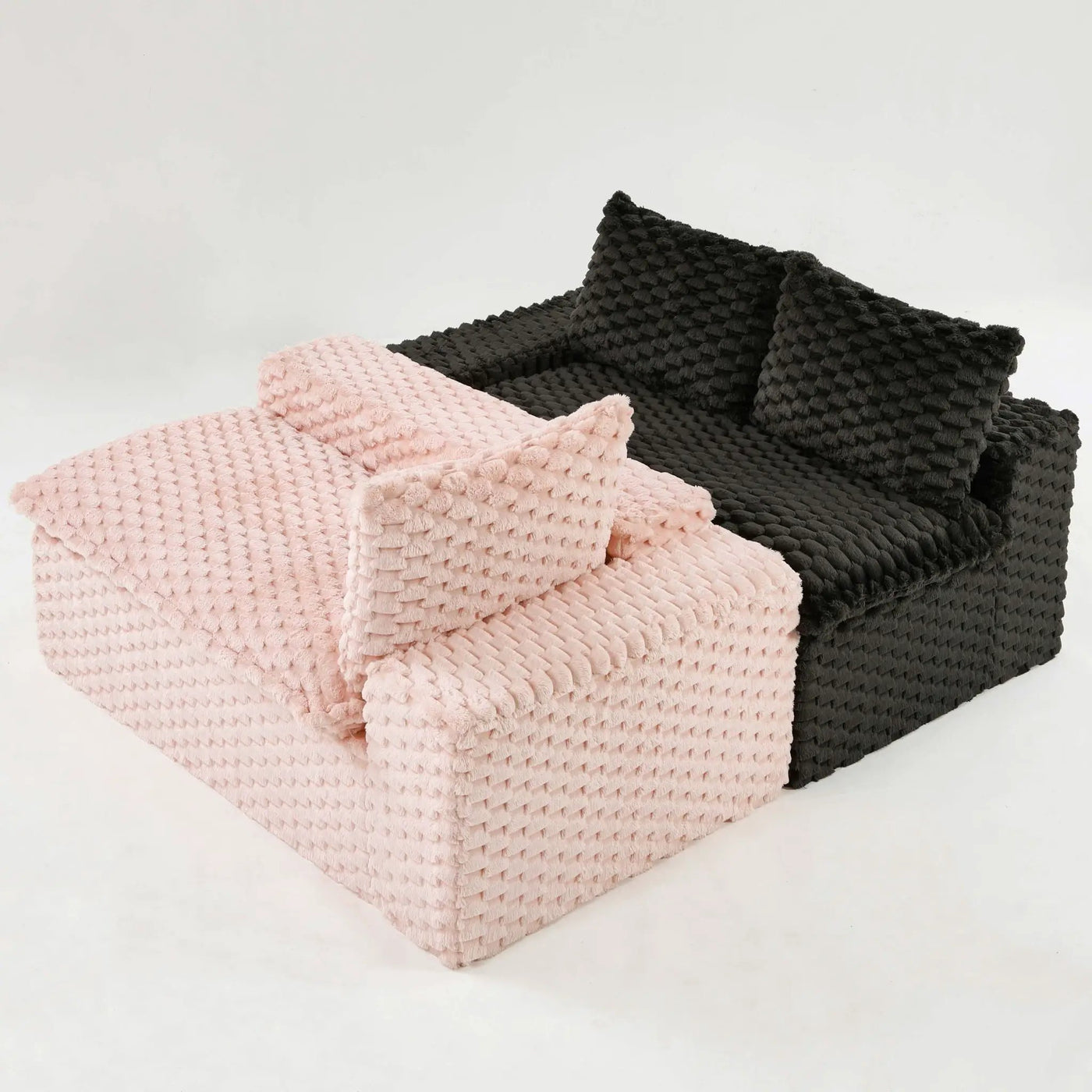 Multifunctional Sofa Pink Black, Fits 4 People by HouseOfZazla