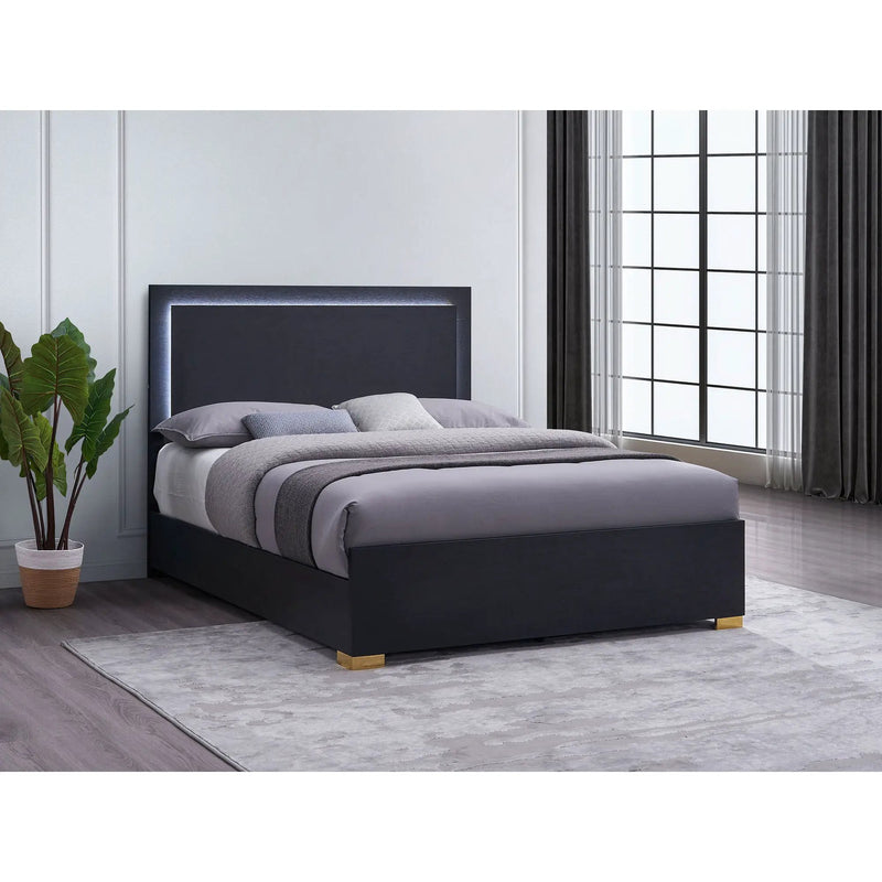 Medici - Eastern King LED Headboard Bed - Black by HouseOfZazla