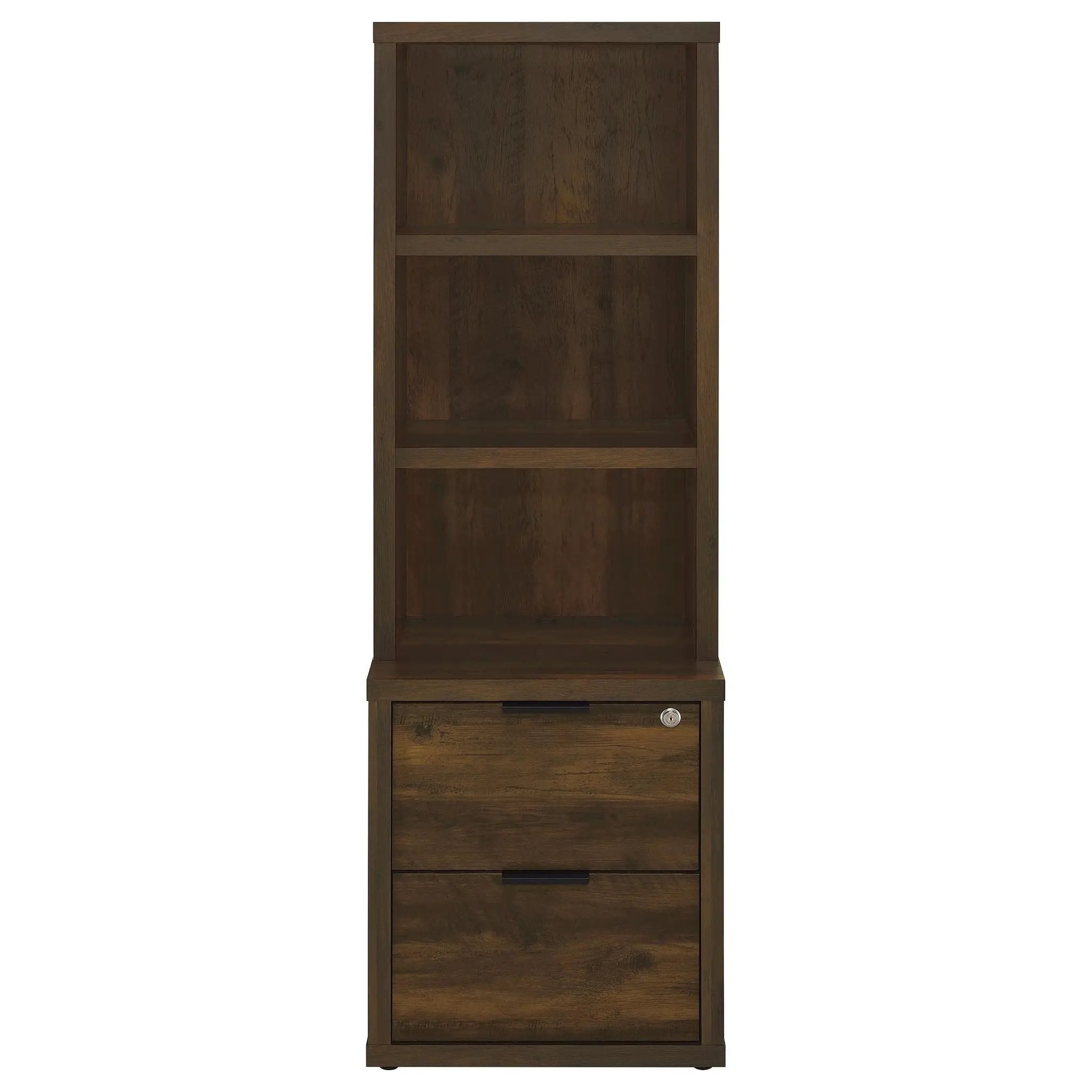Westpark 3-shelf Bookcase USB and Lockable Drawer Dark Pine by Unique Piece Furniture