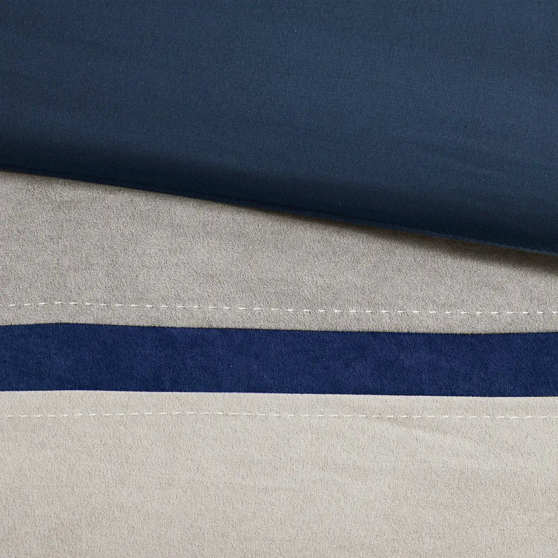 7 Piece Faux Suede Comforter Set Blue Queen by HouseOfZazla