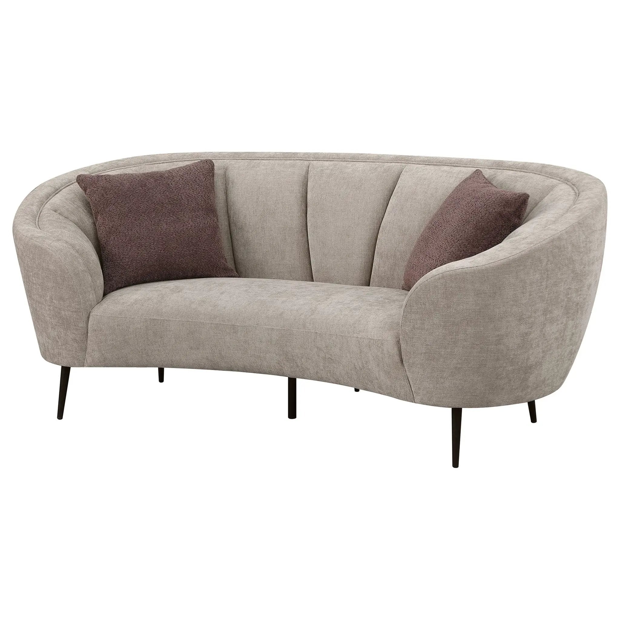 Ellorie Upholstered Channel Back Curved Loveseat Beige by Unique Piece Furniture