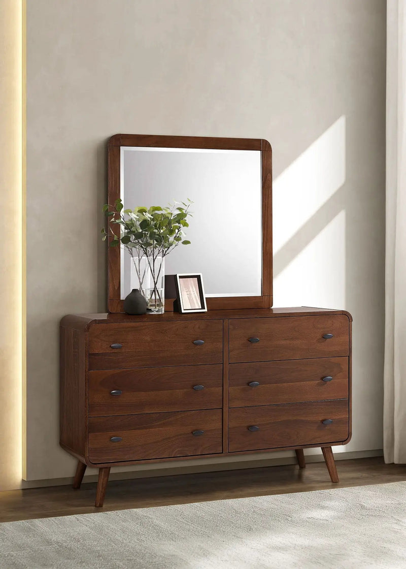 Robyn 6-drawer Dresser with Mirror Dark Walnut by Unique Piece Furniture