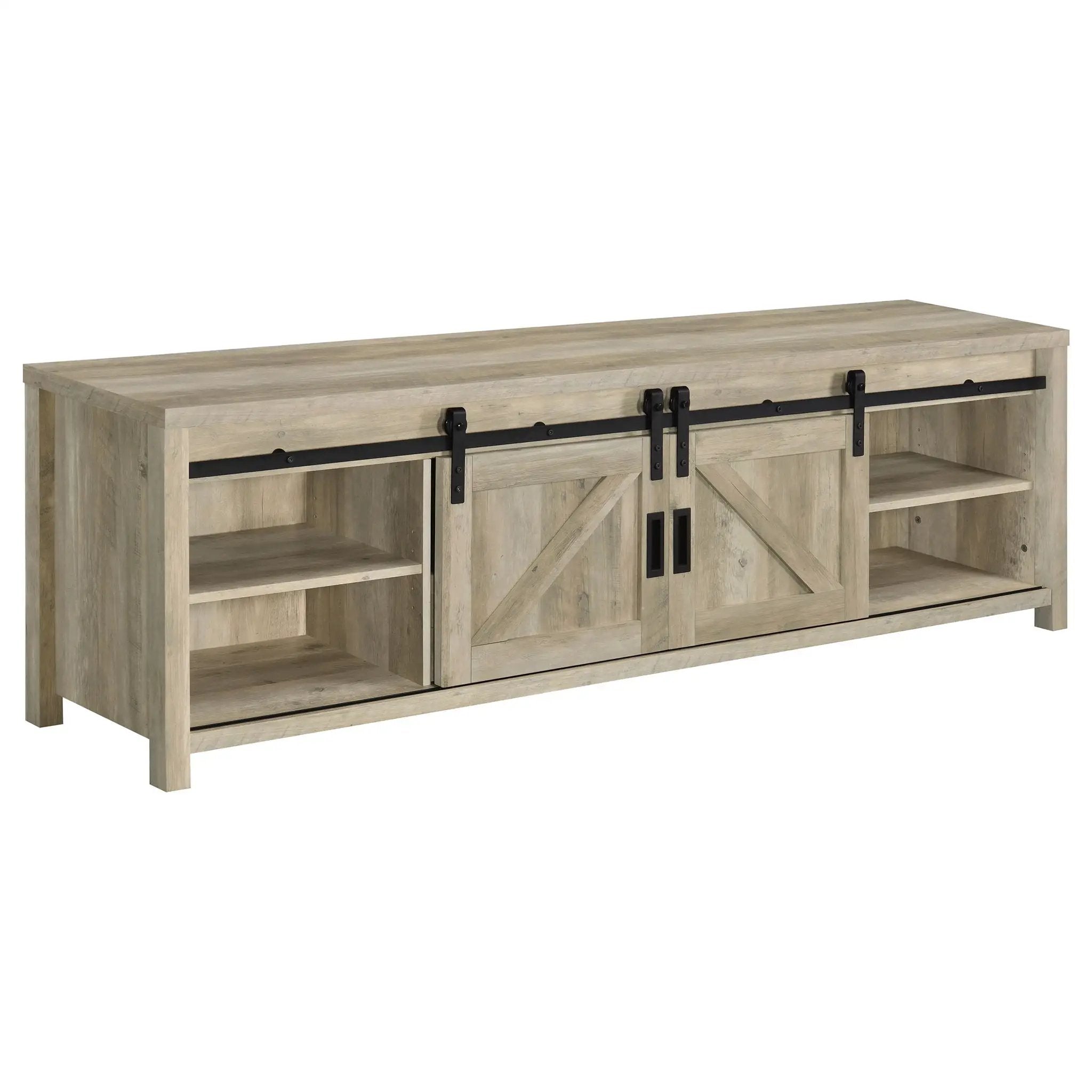 Madra 2-door Engineered Wood 79-inch TV Stand Distressed Pine by Unique Piece Furniture