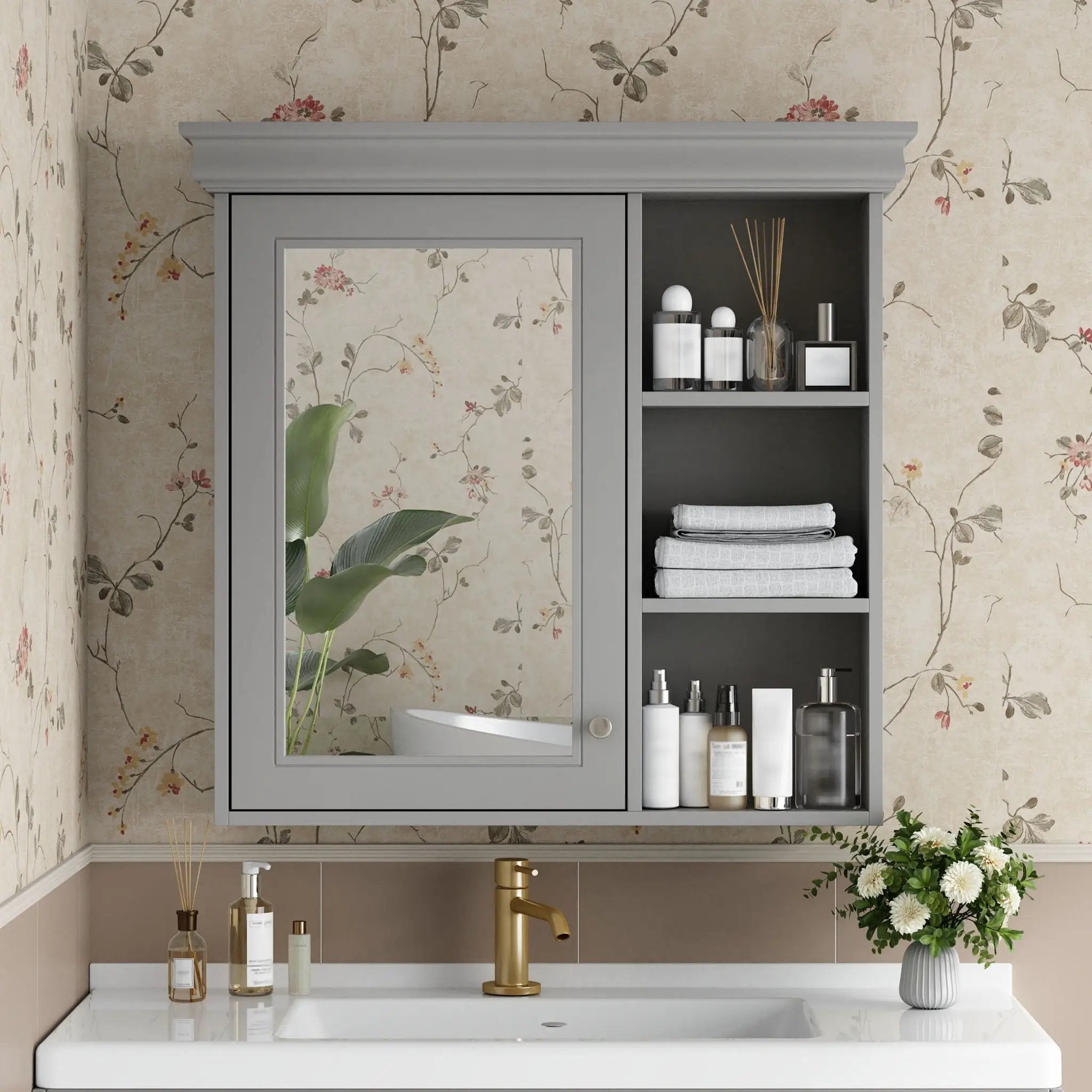 Wall Mounted Bathroom Medicine Cabinet with Mirror and Adjustable Storage by HouseOfZazla
