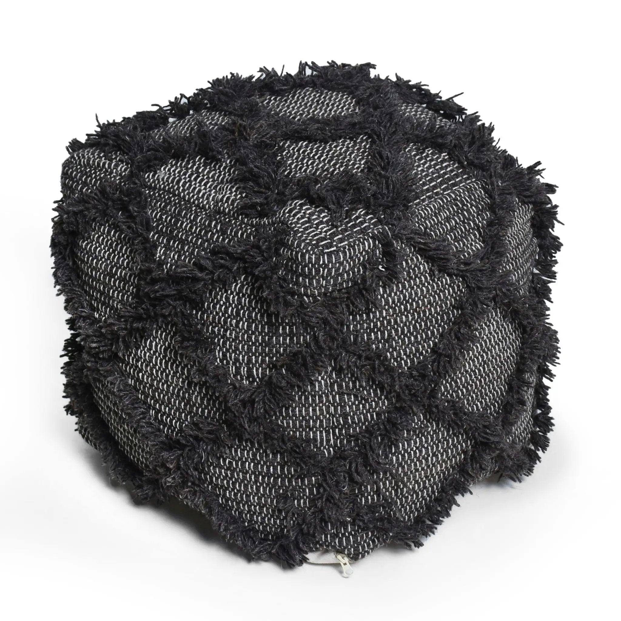 Jumanji - Handcrafted Wool And Cotton Pouf - Brown by Unique Piece Furniture