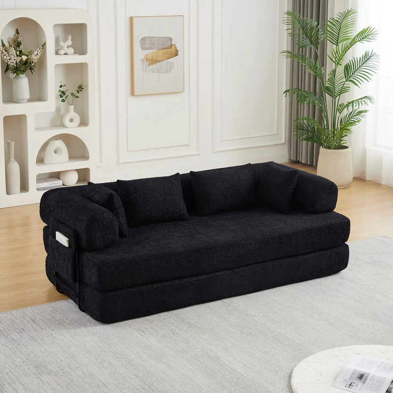 Convertible Sleeper Sofa Bed With Cylindrical Pillow by HouseOfZazla