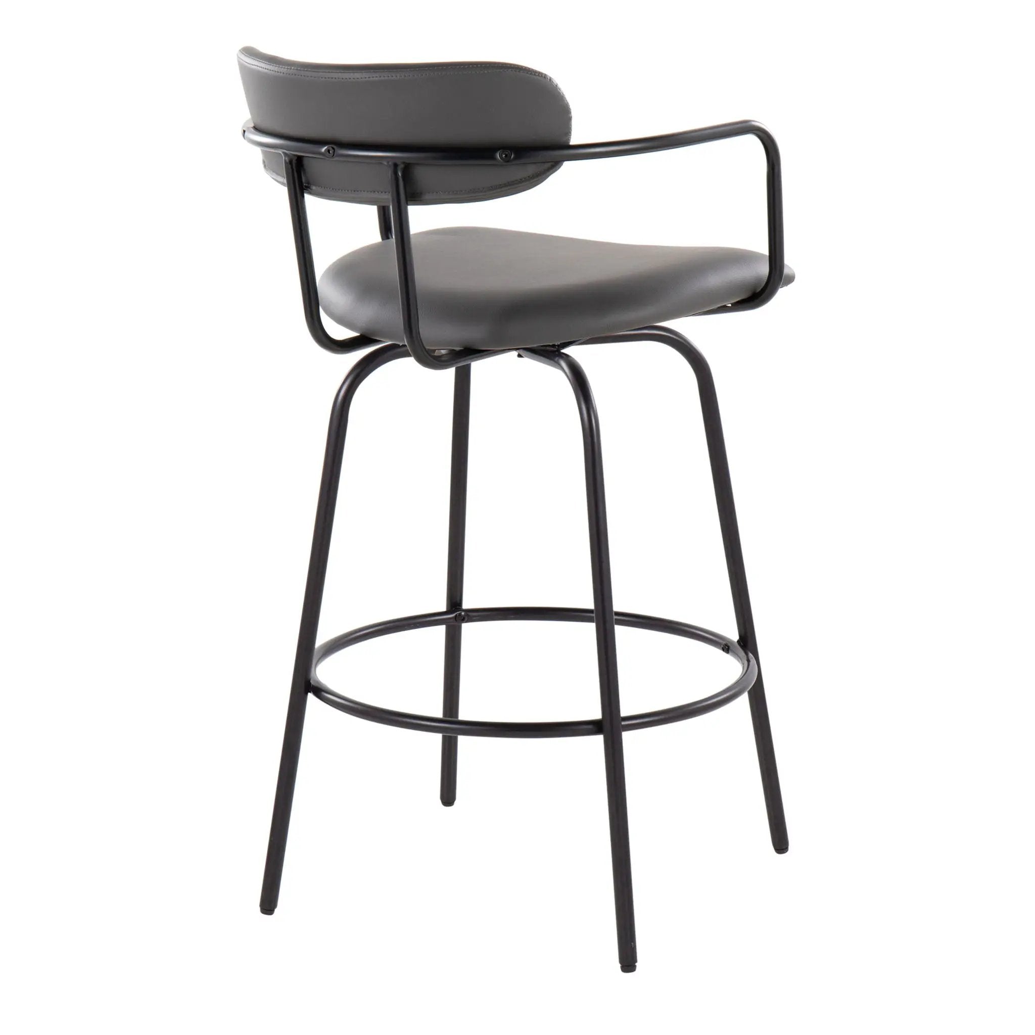 Demi - Contemporary Fixed Height Counter Stool With Swivel With Round Footrest (Set of 2) by HouseOfZazla