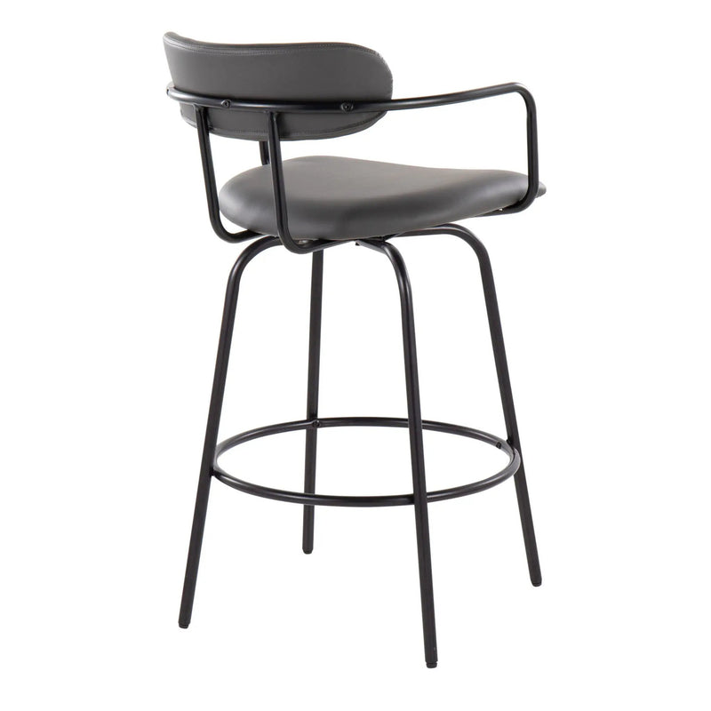 Demi - Contemporary Fixed Height Counter Stool With Swivel With Round Footrest (Set of 2) by HouseOfZazla