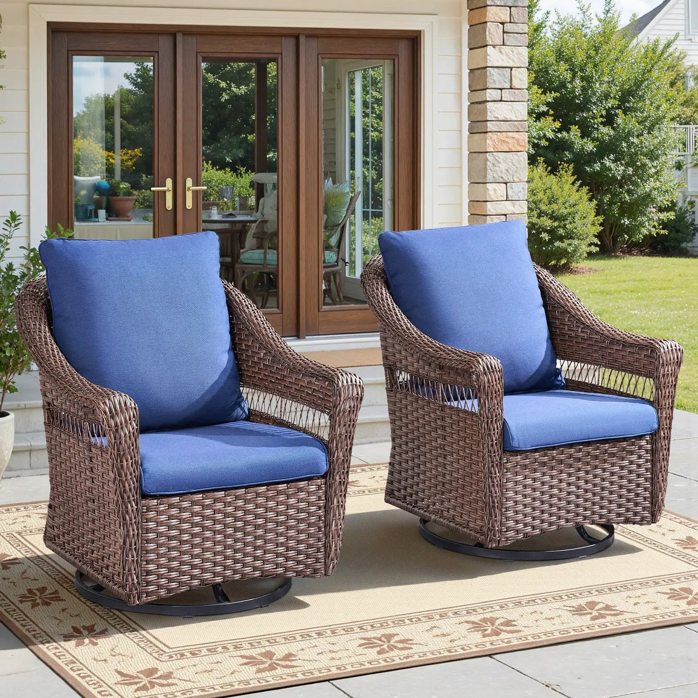 Outdoor Swivel Rocking Wicker Chairs Set of 2 by HouseOfZazla