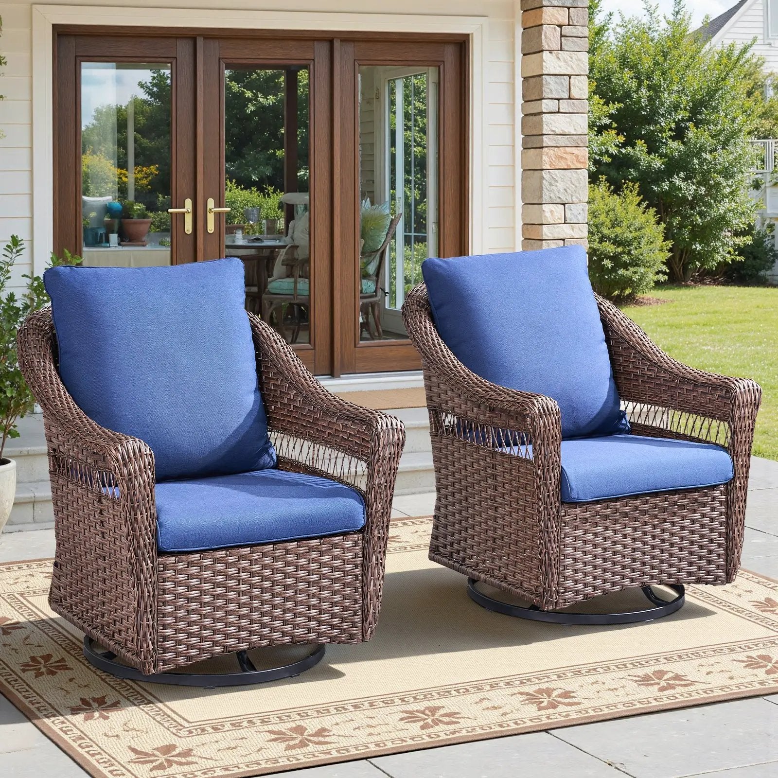 Outdoor Swivel Rocking Wicker Chairs Set of 2 by HouseOfZazla