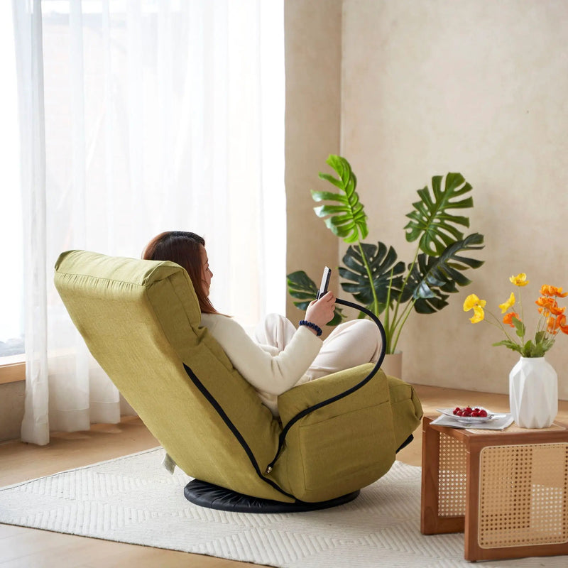 Adjustable Swivel Lounge Chair With 360 Degree Rotating Seat And Headrest Support by Unique Piece Furniture
