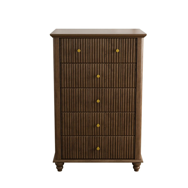 Fluted 5 Drawer Dresser, 45 Inch Tall Modern Chest of Drawers by HouseOfZazla
