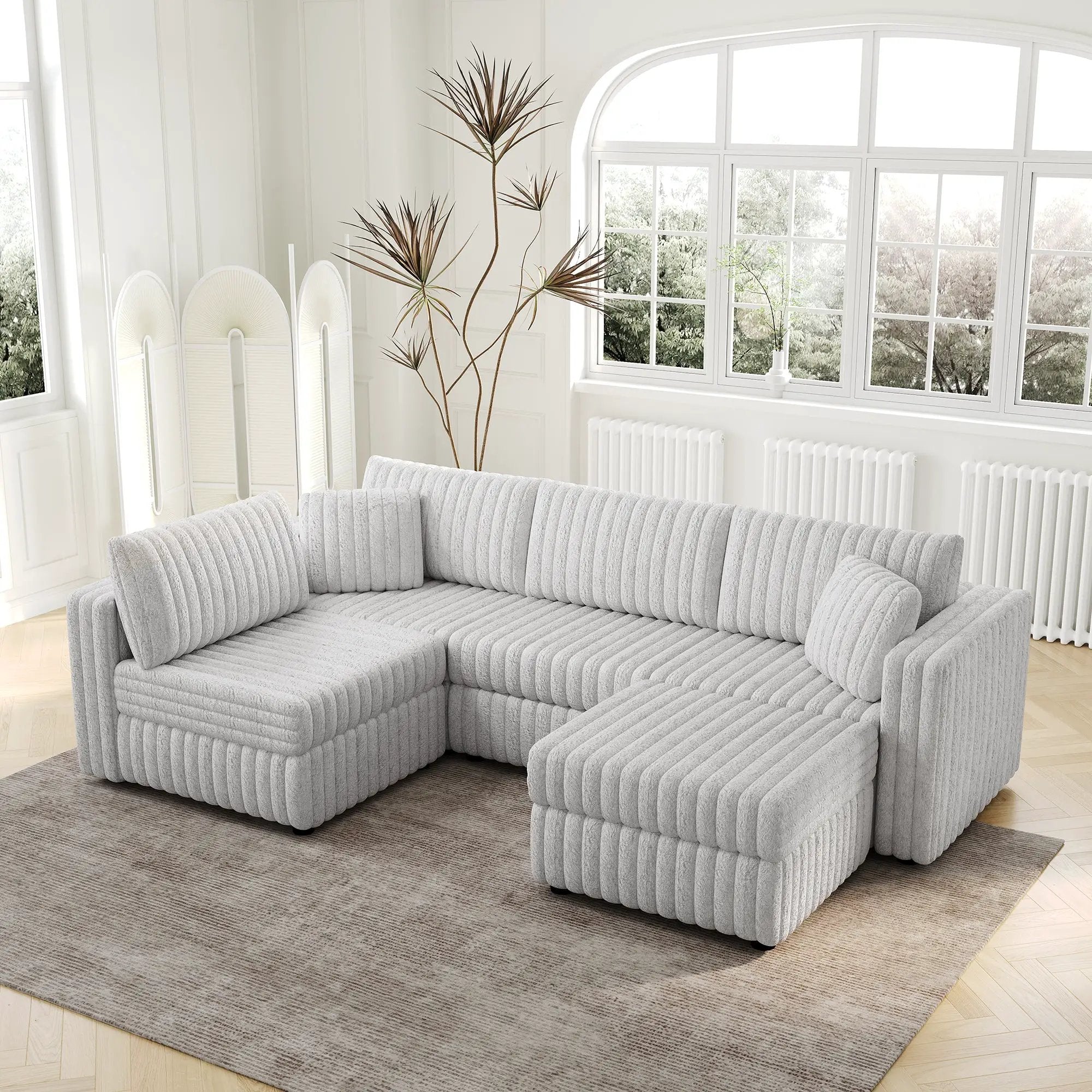 106.3" U-Shaped 4-Person Sofa with Ottoman by HouseOfZazla