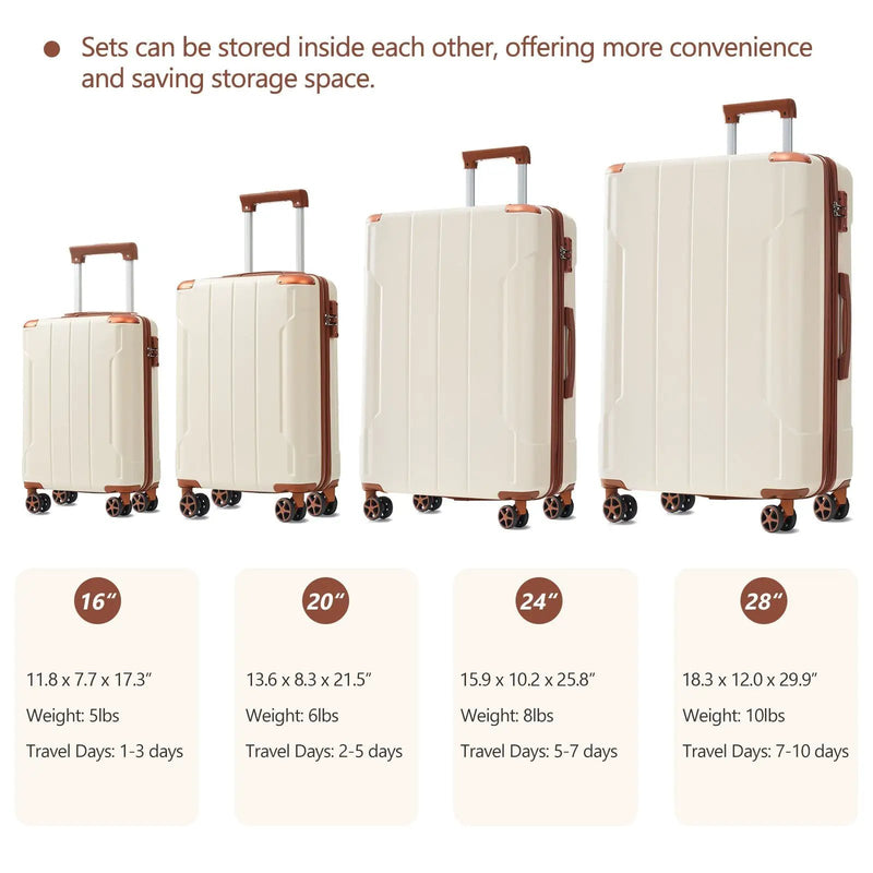 Brown & White 6-Piece Expandable Hardshell Luggage Set by HouseOfZazla