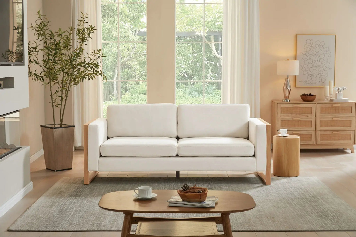 Modern 3-Seater Sofa With Solid Wood Legs by HouseOfZazla