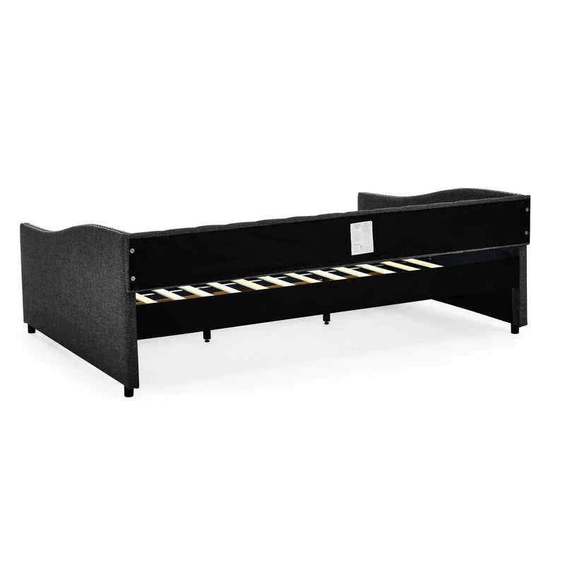 Upholstered Tufted Daybed With 2 Drawers, Waved Arms by Unique Piece Furniture