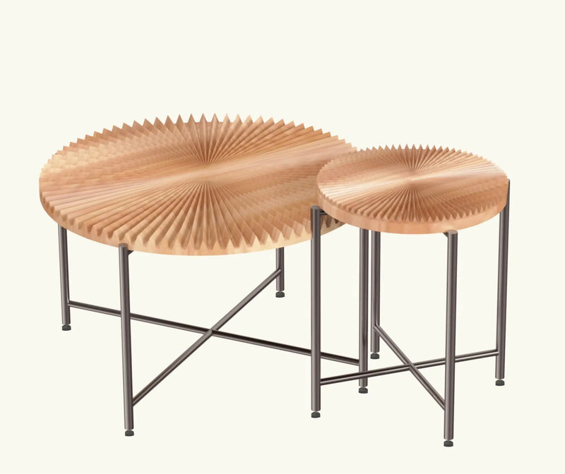 Radial - Pattern Coffee And End Table Set Waterproof Cover, Distressed Cylindrical Design (Set of 2) by HouseOfZazla