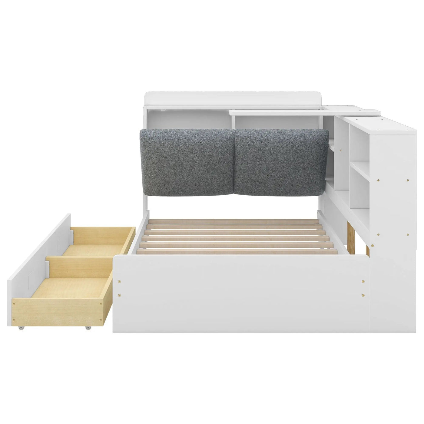 Platform Bed With Storage Headboard, Shelves And 2 Drawers by HouseOfZazla