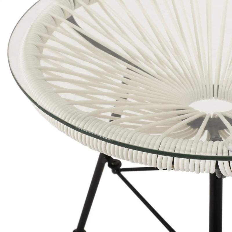 Nusa Modern Rattan Side Table With Tempered Glass Top by HouseOfZazla